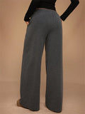 Women's Cozy Solid Color Elastic Waist Wide Leg Sweatpants
