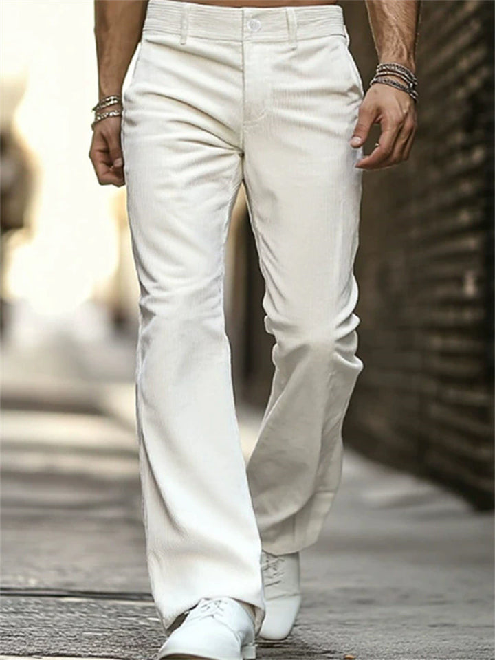 Men's Casual Simple Corduroy Pockets Solid Color Slim Street Flared Pants