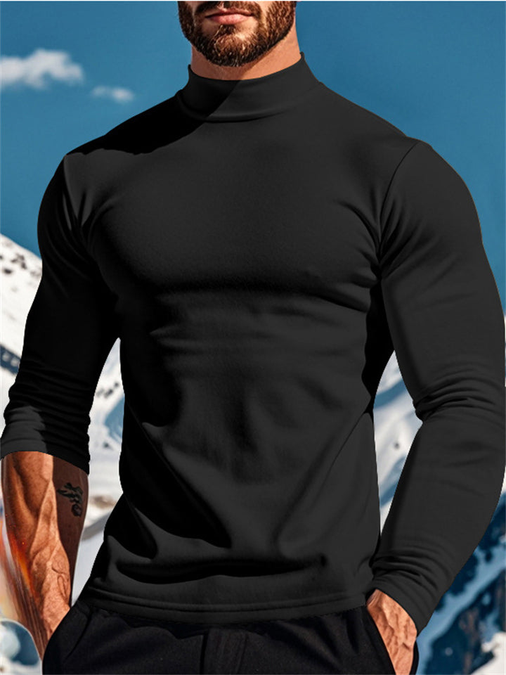 Men's Solid Color Comfy Semi High Neck Shirt