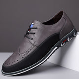 Men's Casual Faux Leather Lace Up Flats Brogue Shoes