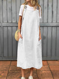 Women's Solid Color Casual Adjustable Shoulder Strap Dress