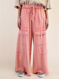 Women's High Waist Casual Pockets Cargo Wide Leg Pants