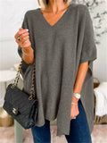 Chic V-neck Loose Knitted Poncho Sweater for Women