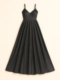 Women's Fitted Waist Sexy Backless Shining Strappy Prom Dress