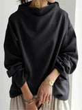 Women's Autumn Loose Semi-high Neck Long Sleeved Top