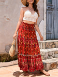 Bohemian Exotic Print Pleated Skirt for Women