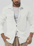 Men's Casual Checked Lapel Button Up Slim Fit Shirt