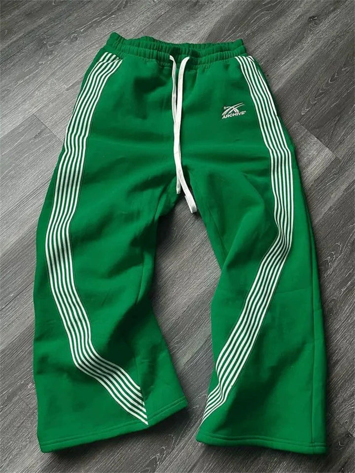 Men's Street Style Drawstring Side Striped Casual Sports Pants