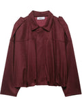 ‌Women's Faux Suede Short Loose Fit Stand Collar Jacket‌s
