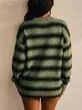 Women Oversized Ombre Striped Knit Pullover Sweater