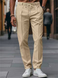 Men's Simple Elastic Waist Drawstring Straight Leg Casual Pants