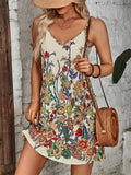 Women's Trendy Holiday Style Sexy Floral Printed Strappy Dress