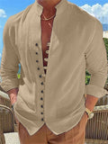 Male Retro Collared Button Up T-shirts
