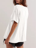 Women's Summer Casual Solid Color Round Neck Short Sleeve T-Shirt