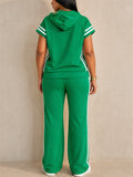 Womens Striped Sporty Hoodie Pants Matching Outfits