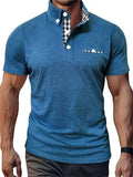 Men's Plaid Contrast Color Short Sleeve Polo Shirts