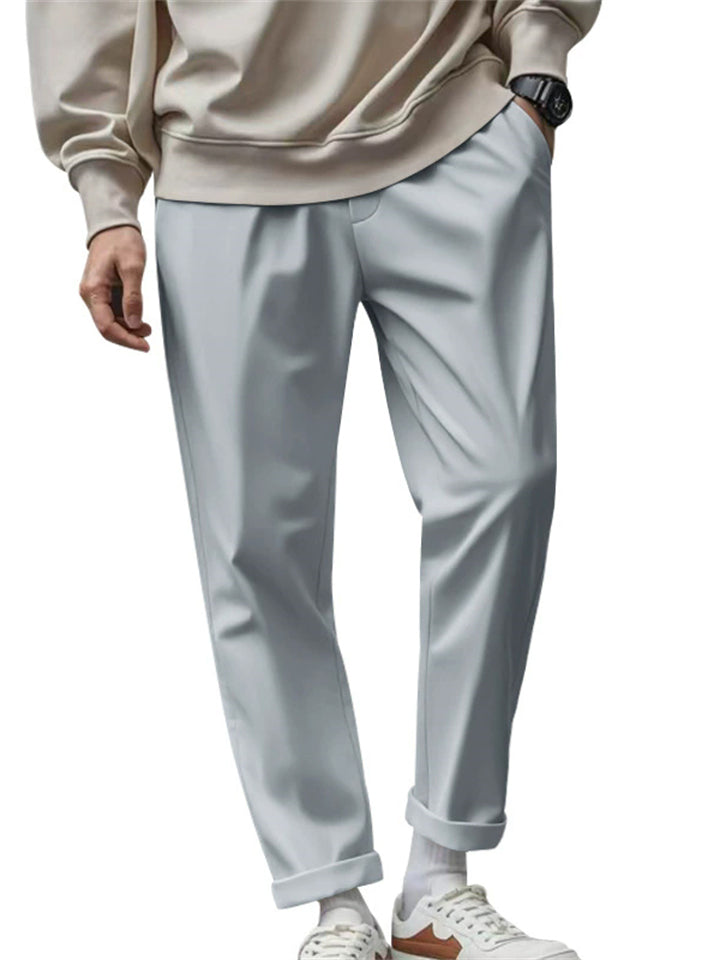 Men's Solid Color Comfy Quick-drying Drawstring Straight Trousers