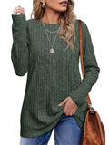 Female Knitwear Solid Ribbed Autumn Winter T-shirts