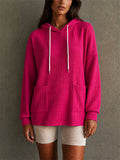 Womens Pullover Waffle Knit Hoodie with Pockets