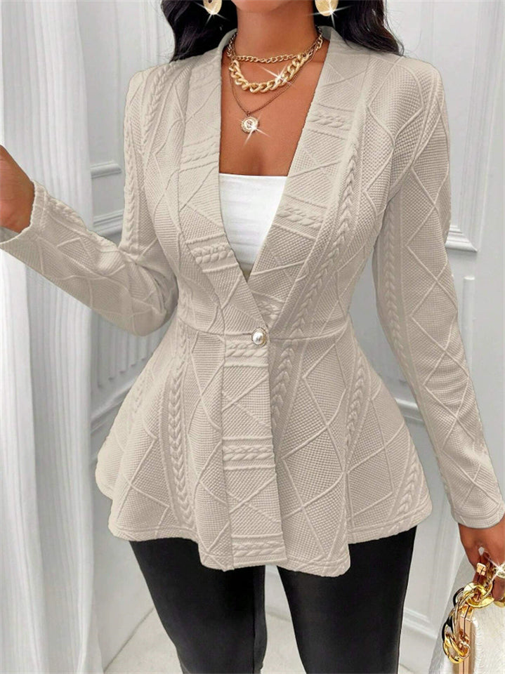 Autumn Women's Slim Fit Blazer with Cable Knit Pattern OneButton Closure