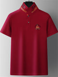Men's Casual Embroidery Short Sleeve Polo Shirts