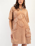 Women's 3D Flower Solid Color Short Sleeve T-Shirt Dress