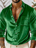Men's Stylish Lapel Long Sleeve Button-Down Velvet Shirts