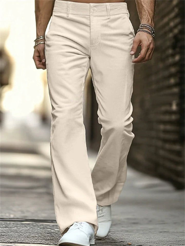Men's Casual Simple Corduroy Pockets Solid Color Slim Street Flared Pants