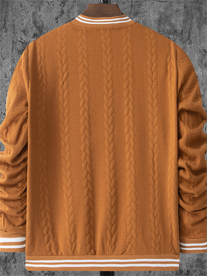 Casual Men's Jacquard Stand Collar Baseball Jackets