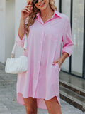 Women's Casual Elegant Solid Color Lapel Long Blouse