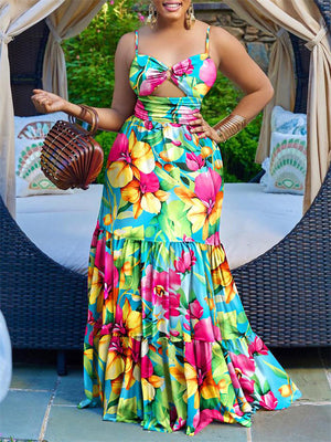 Women's Holiday Beach Wear Print Sleeveless Dress