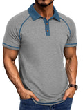 Men's Summer Contrast Color Lapel Polo Shirts