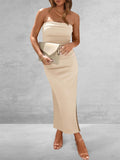 Ladies Party Classy Side Slit Ribbed Tube Dress