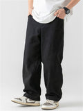 Men's Retro Casual Solid Color Cotton Straight Trousers