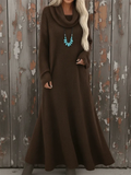 ‌Trendy Women's Autumn High-Neck Long Sleeve Knitted Maxi Dress
