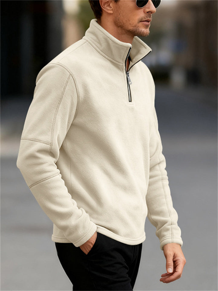 Men's Fleece Half-Zip Long Sleeve Casual Warm Autumn Winter Sweatshirts