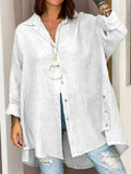 Chic Oversized Lapel Button Up Cozy Cotton Shirt for Women