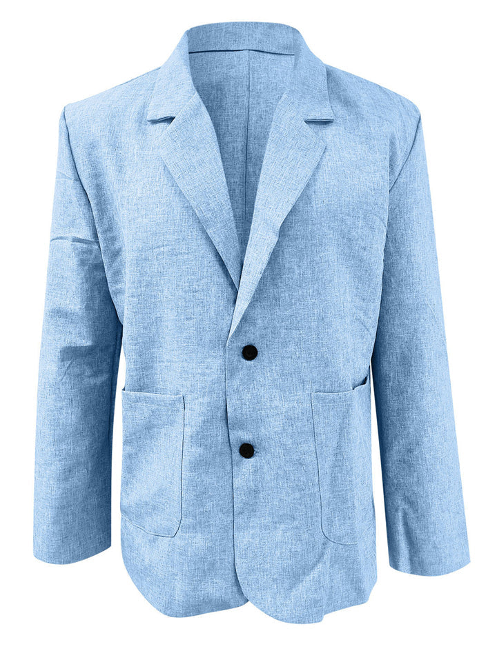 Men's Fashion Single Breasted Cotton Linen Blazer Coats