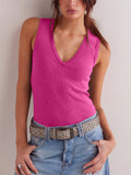 Women's Solid Color Pullover Slim Sleeveless T-Shirt