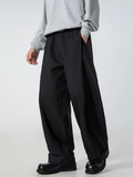 Men's Retro Pleated Solid Color  Elastic Waist Drape Wide Leg Suit Pants