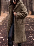 Women's Warm Hooded Maxi Plush Coat for Winter