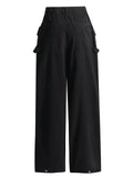 Fashion Pockets Wide Leg Distressed Denim Pants for Women