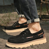 Male's Solid Color Outdoor Sedue Thick-soled Lace Up Shoes