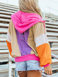 Women's Dopamine Contrast Color Zip Up Long Sleeve Hoodie