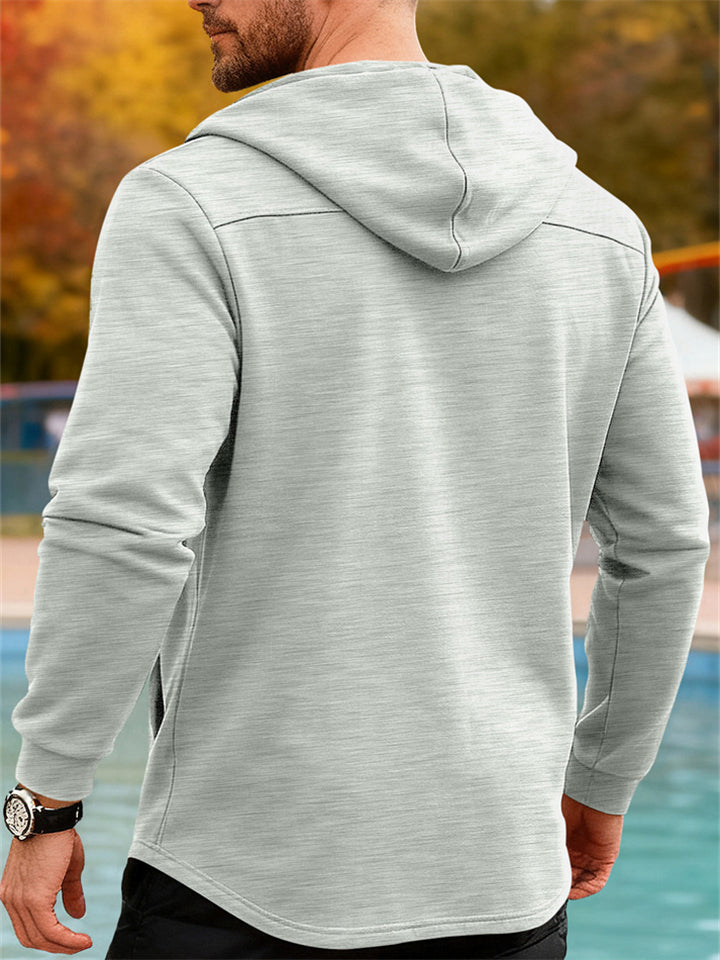 Men's Autumn Casual Solid Color Double Breasted Hooded Coats