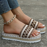 Women's Ethnic Style Thick Sole Woven Holiday Slippers