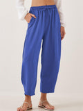 Women's Casual Summer Pleated Mid-waist Drawstring Cropped Pants