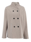Women's Casual Solid Color Double-breasted Stand Collar Coats