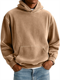 Men's Winter Thicken Solid Color Kangaroo Pocket Hooded Sweatshirts