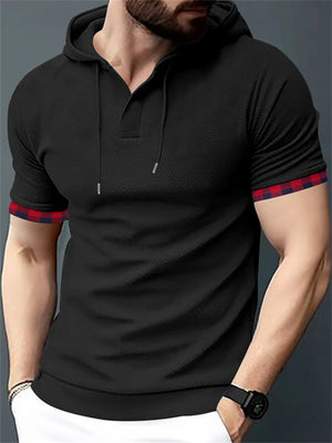 Men's Sports Short Sleeve Hooded Waffle Shirt